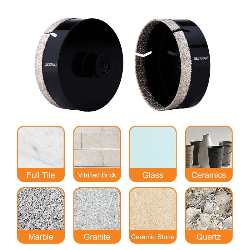 DECKRKAT Store 4-1/4" Diamond Hole Saw, 110mm Tile Hole Saw Drill Bit Diamond Tipped for Granite Marble Ceramic Glass Porcelain Quartz Tiles Stones Countertop, Core Drill Bits with 5/8-11 Thread for Angle Grinders. - Image 4